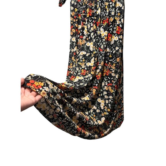 Anthropologie Omya Fall Flora Maxi Dress XS Back Orange Smocked Waist Scoop Neck - Picture 13 of 16